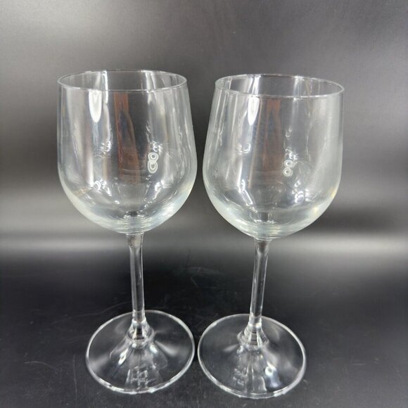 Bormioli Rocco Water Wine Glass Goblet Drinking Cups Clear Set 2 Marked Bottom - Picture 12 of 12